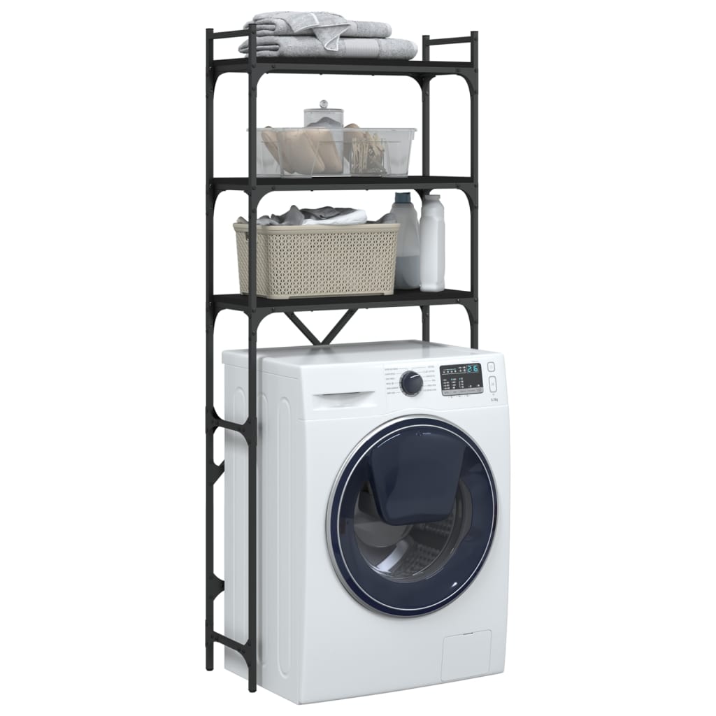 vidaXL Estante p/ máquina de lavar 67x25x163 cm deriv. madeira preto