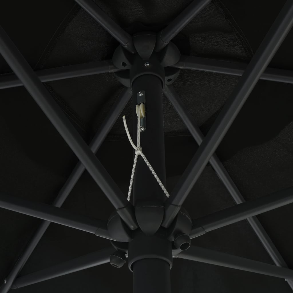 vidaXL Guarda-sol de exterior c/ mastro de alumínio 270x246 cm preto