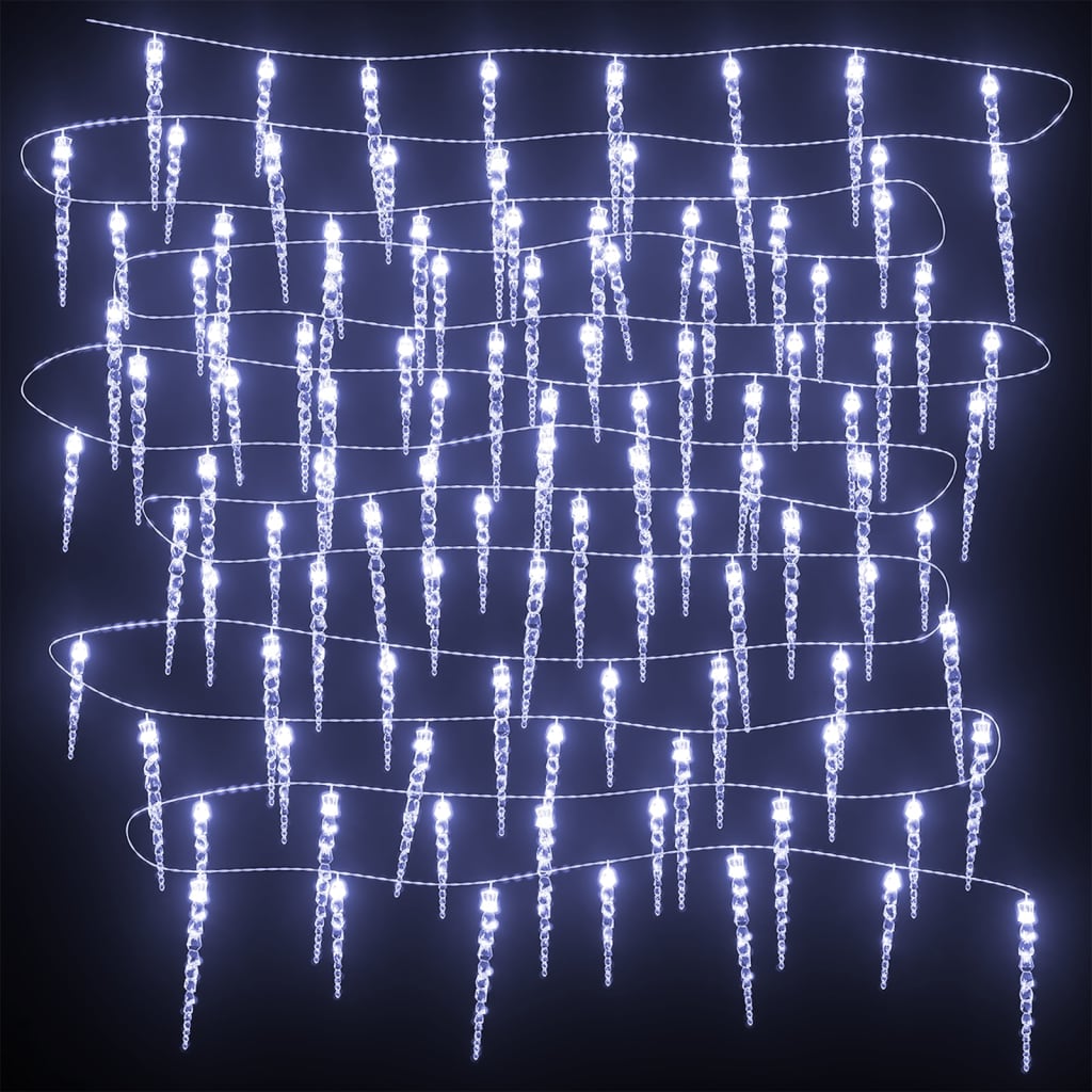 vidaXL Luz de Natal pingente de gelo 200 LEDs 20m acrílico branco frio