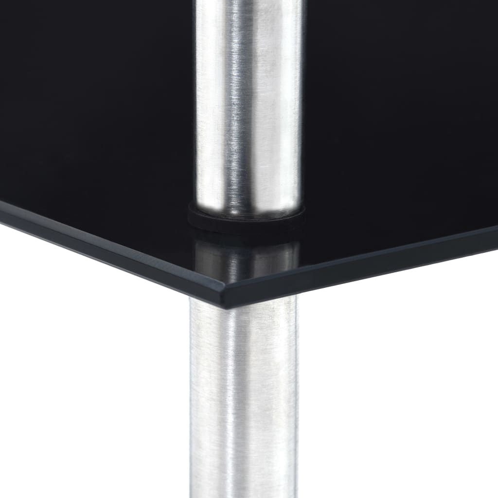 vidaXL Estante 3 prateleiras 30x30x67 cm vidro temperado preto