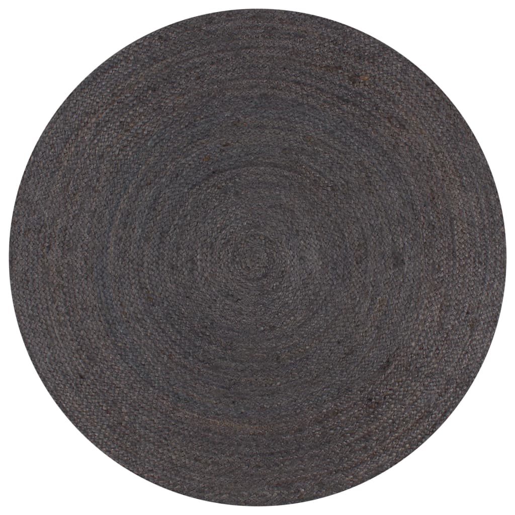 vidaXL Tapete artesanal em juta redondo 120 cm cinzento escuro