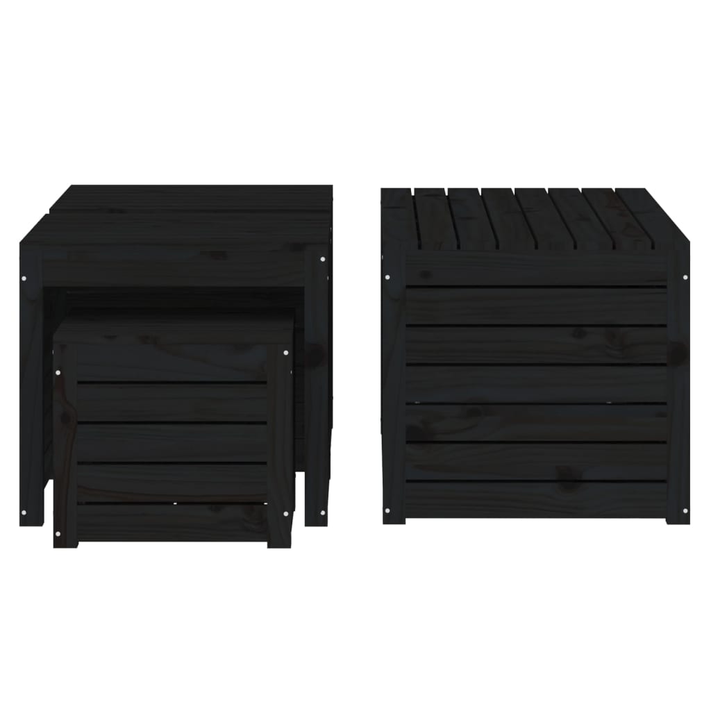 vidaXL 4 pcs conjunto caixas de jardim madeira de pinho maciça preto