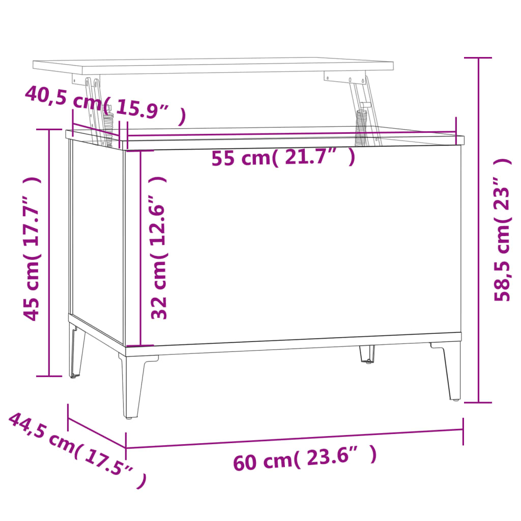 vidaXL Mesa de centro 60x44,5x45 cm derivados de madeira branco