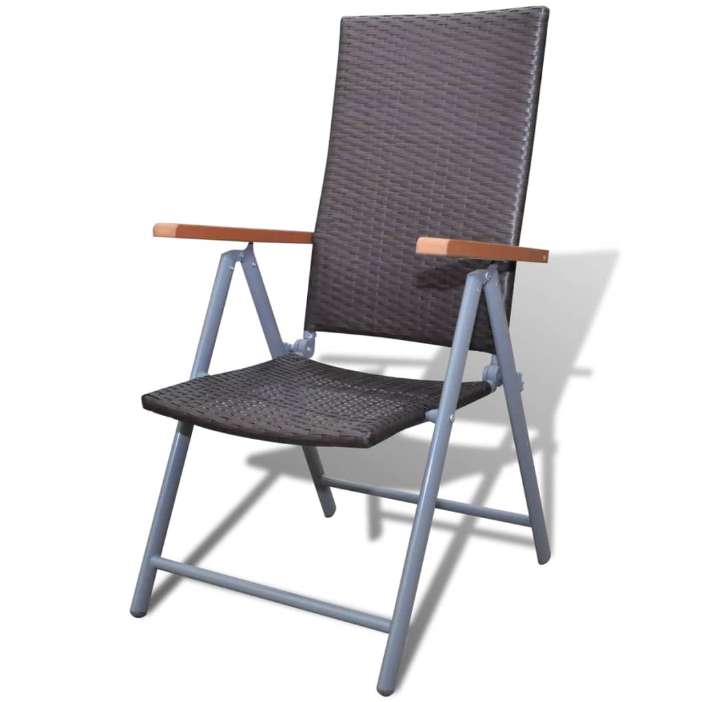 vidaXL Cadeiras de jardim reclináveis 2 pcs vime PE alumínio castanho