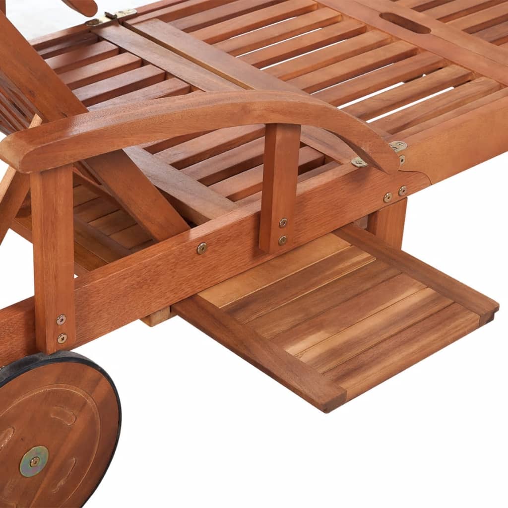 vidaXL Espreguiçadeira com mesa de apoio madeira acácia maciça
