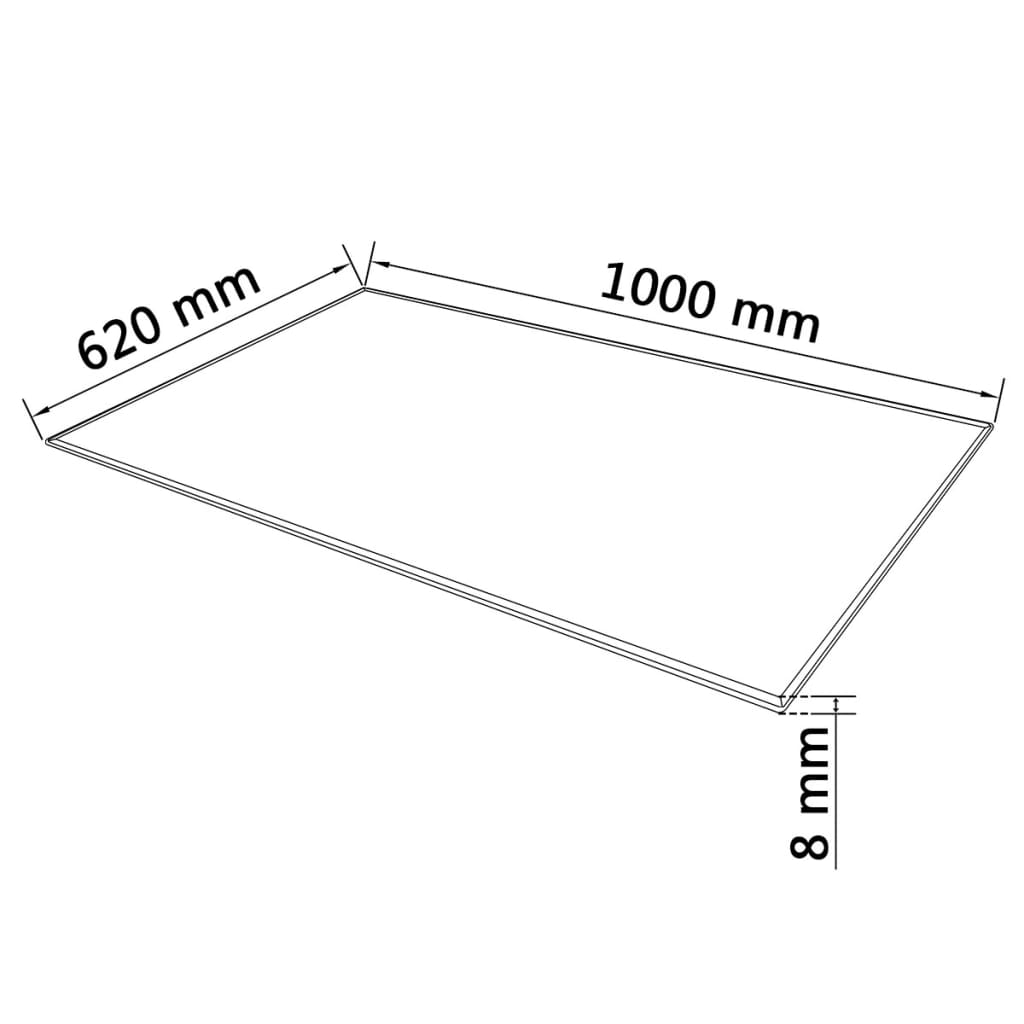 vidaXL Tampo de mesa em vidro temperado, retangular, 1000x620 mm