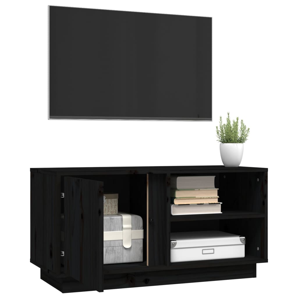 vidaXL Móvel de TV 80x35x40,5 cm madeira de pinho maciça preto