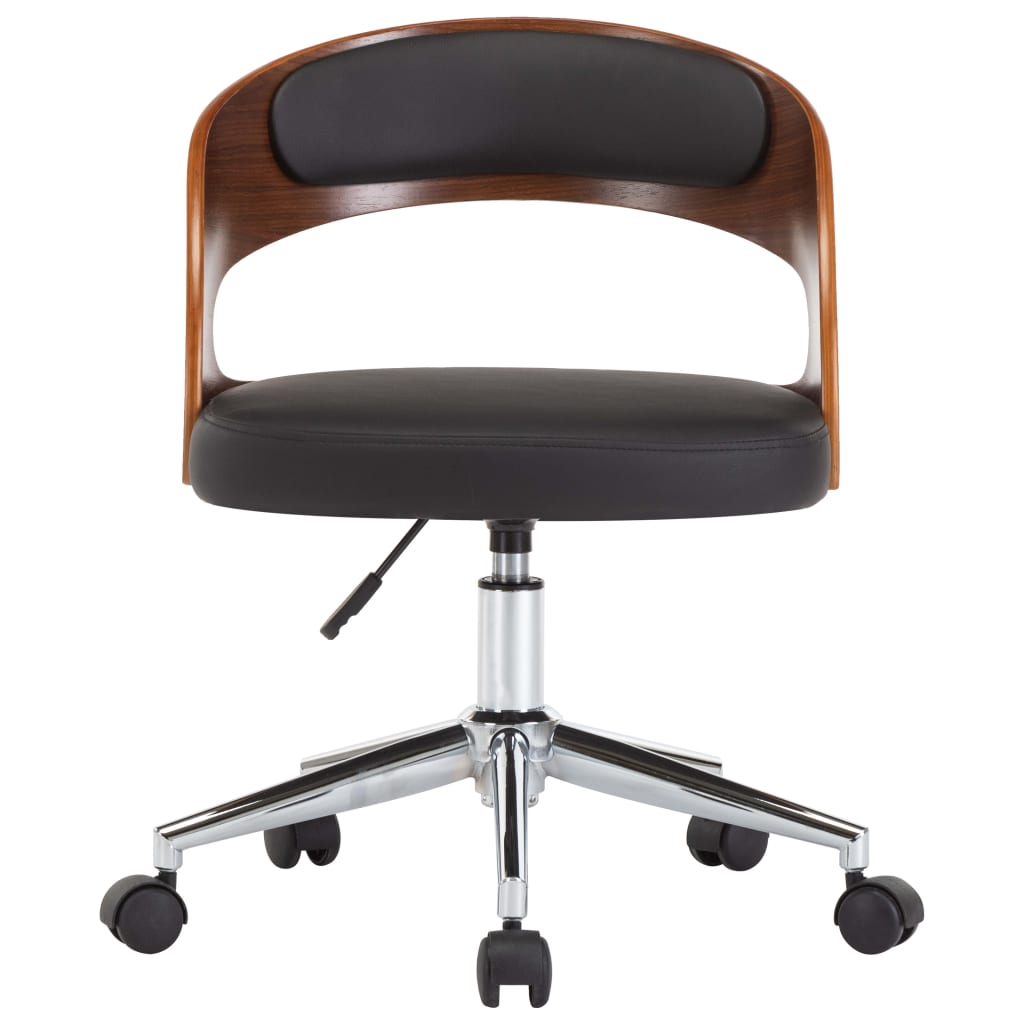 vidaXL Cadeira escritório giratória madeira curvada/couro artif. preto