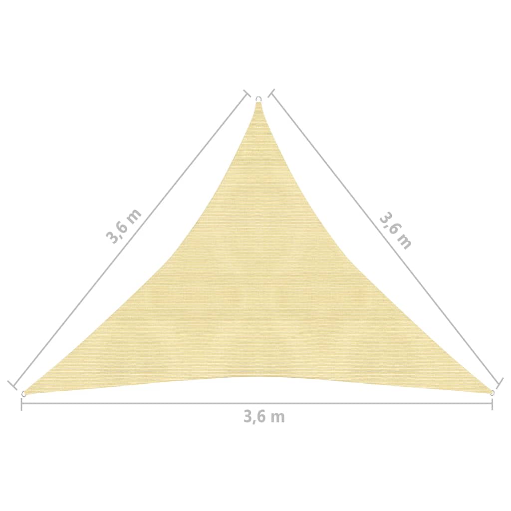 vidaXL Guarda-sol HDPE triangular 3,6x3,6x3,6 m bege