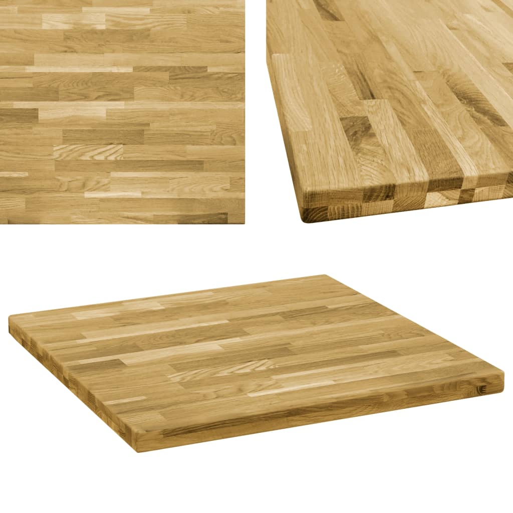 vidaXL Tampo de mesa madeira de carvalho maciça quadrado 44 mm 80x80cm