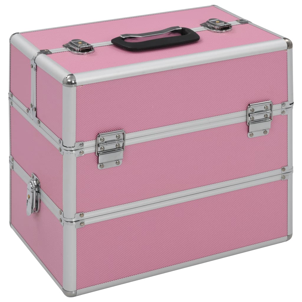 vidaXL Caixa de maquilhagem 37x24x35 cm alumínio rosa