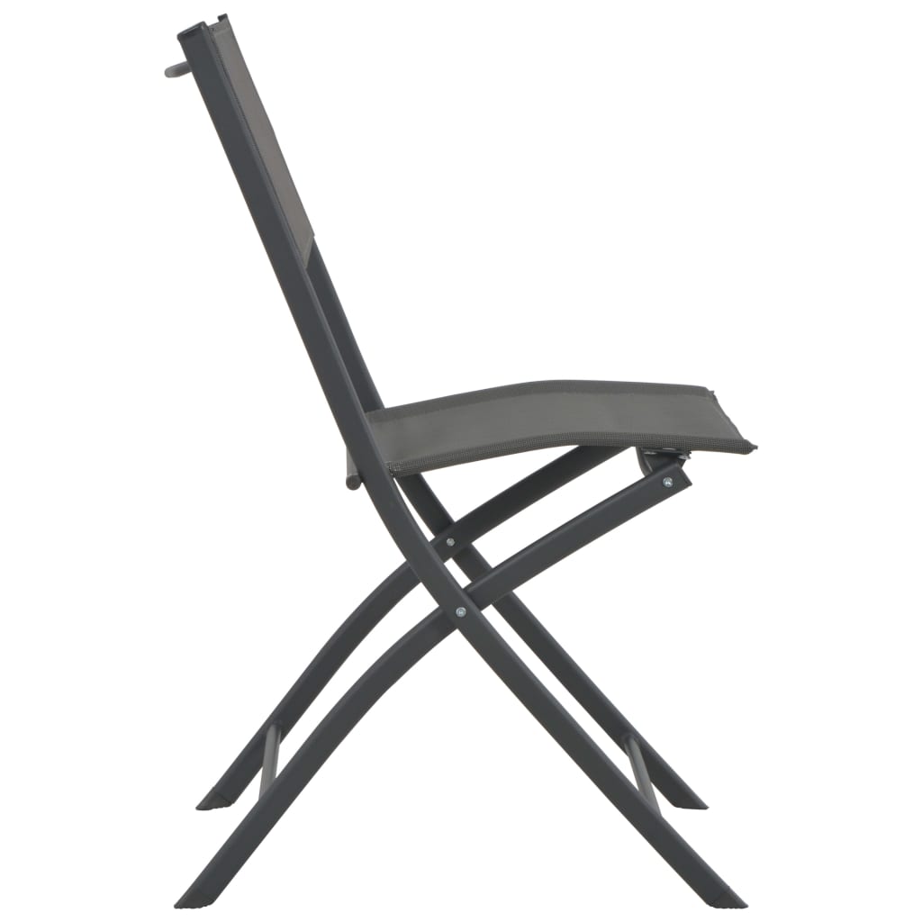 vidaXL Cadeiras de exterior dobráveis 4 pcs aço e textilene cinzento
