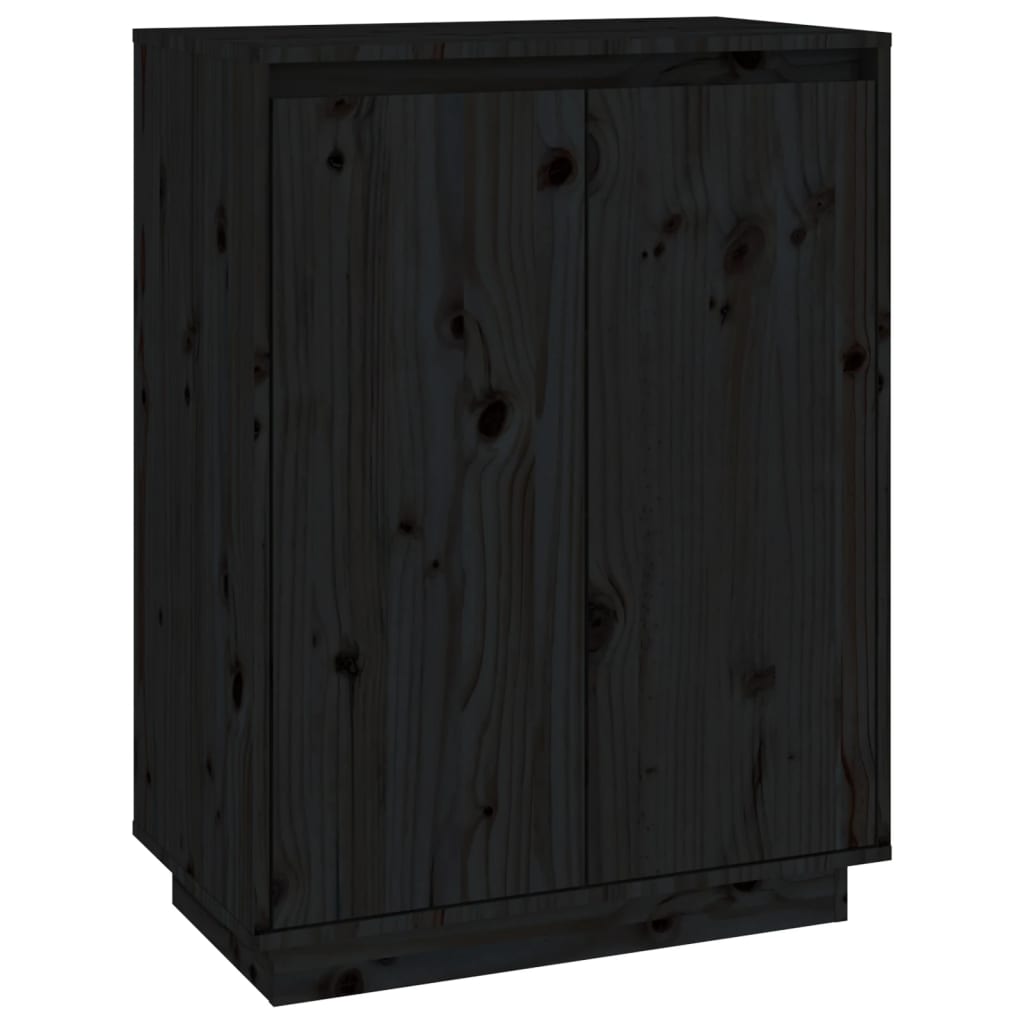 vidaXL Sapateira 60x35x80 cm madeira de pinho maciça preto