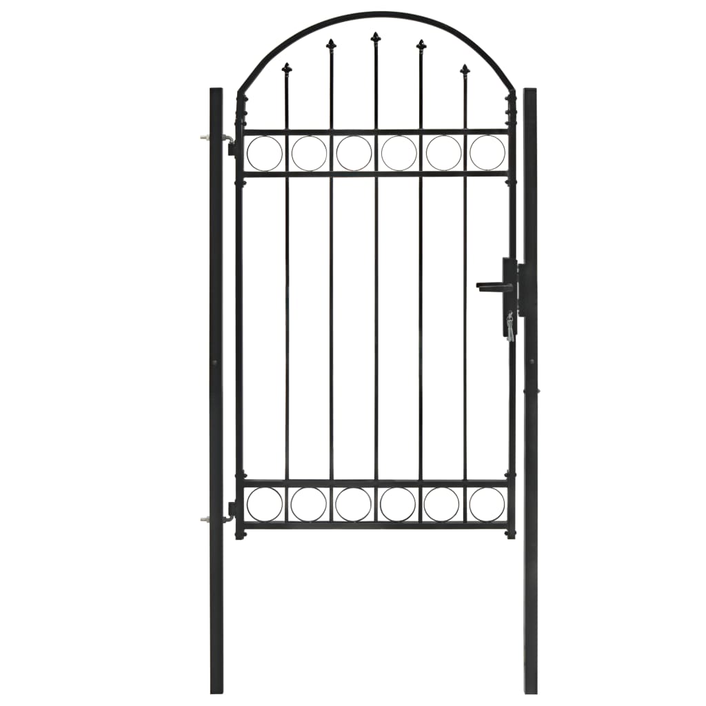 vidaXL Portão para cerca com topo arqueado 100x175 cm aço preto
