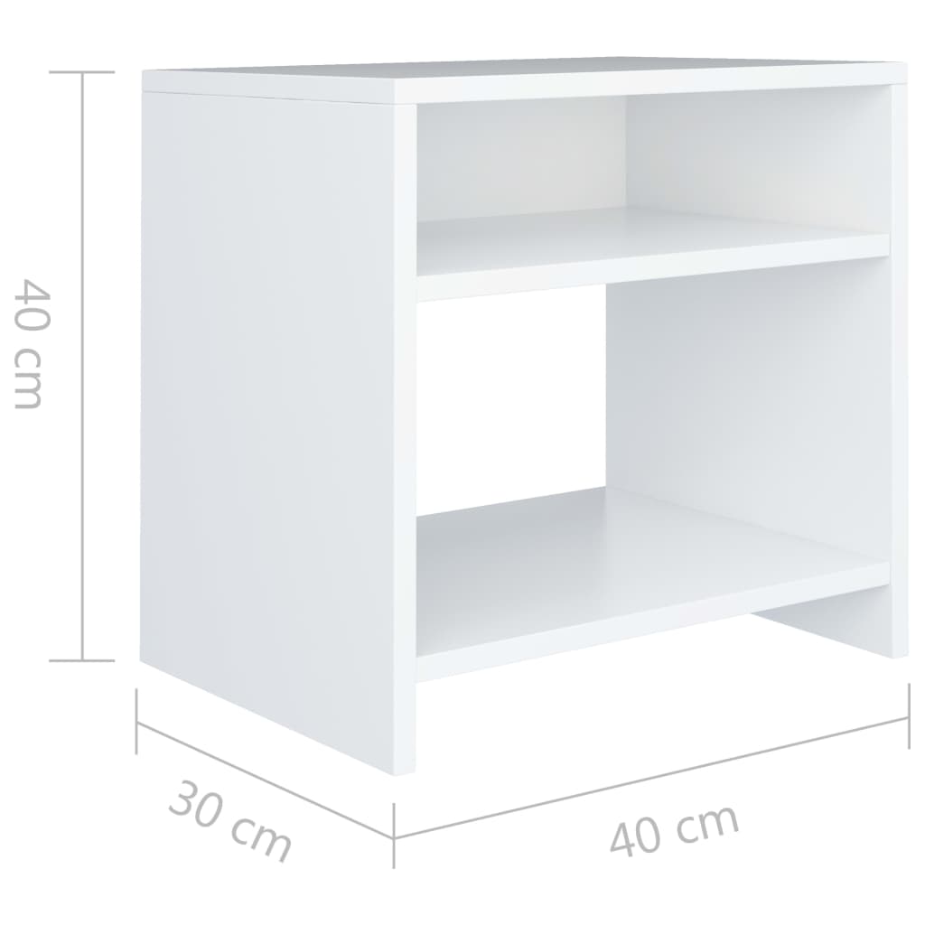vidaXL Mesa-de-cabeceira 40x30x40 cm aglomerado branco