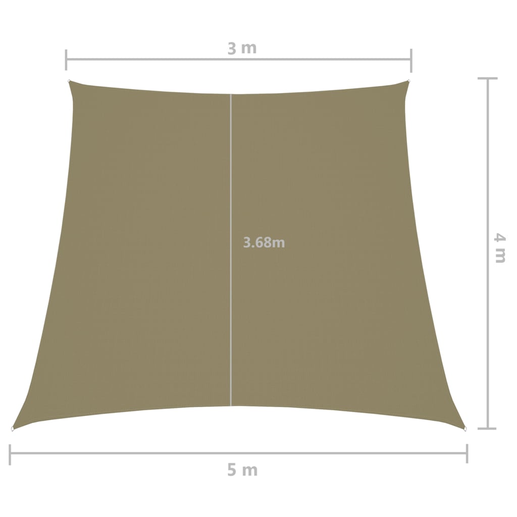vidaXL Para-sol estilo vela tecido oxford trapézio 3/5x4 m bege
