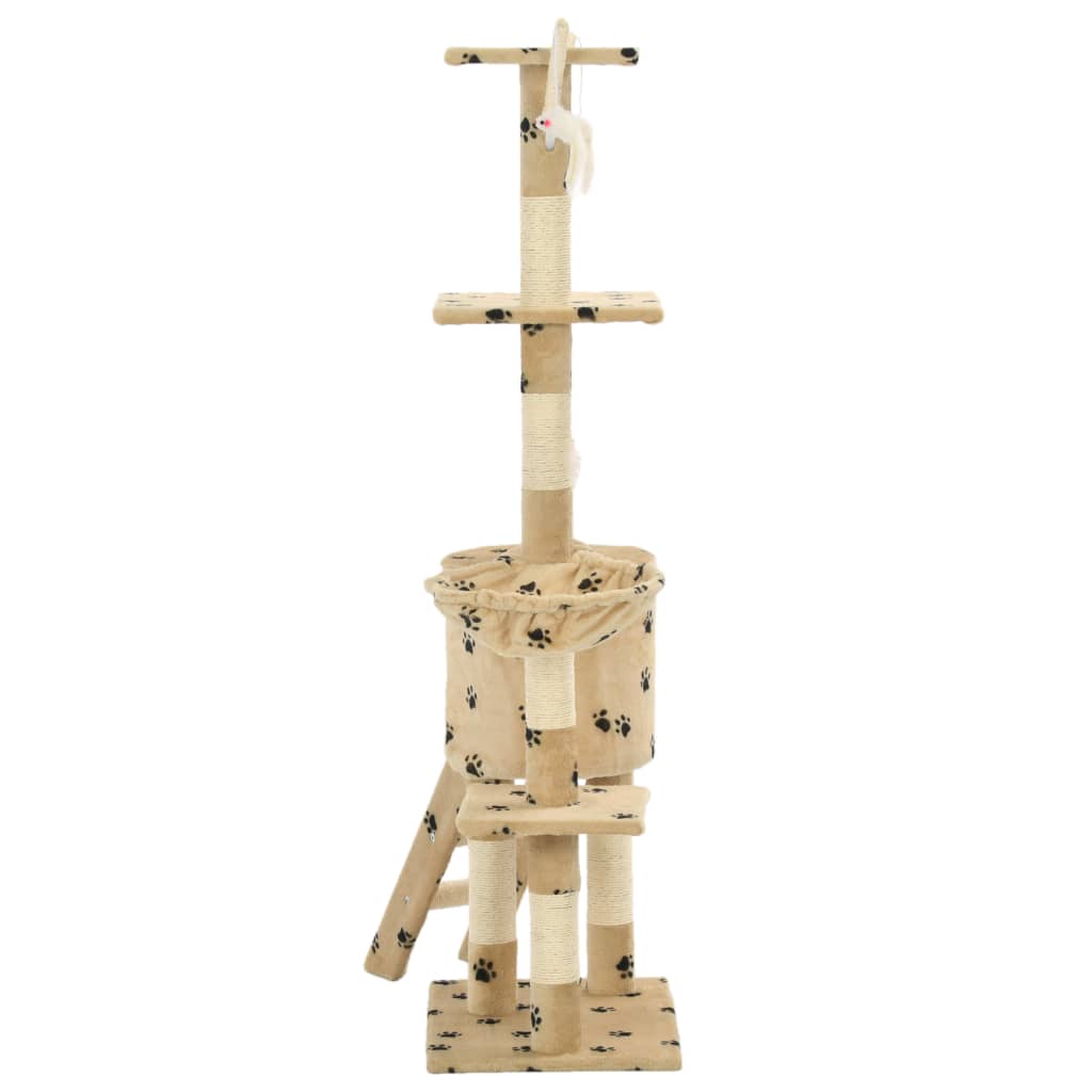 vidaXL Árvore para gatos c/postes arranhadores sisal 138 cm bege