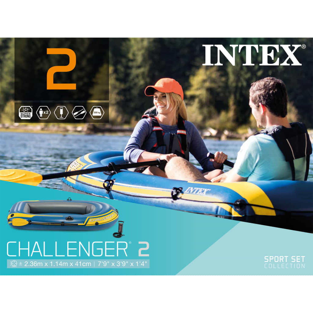 Intex Challenger 2 Barco insuflável com remos e bomba 68367NP