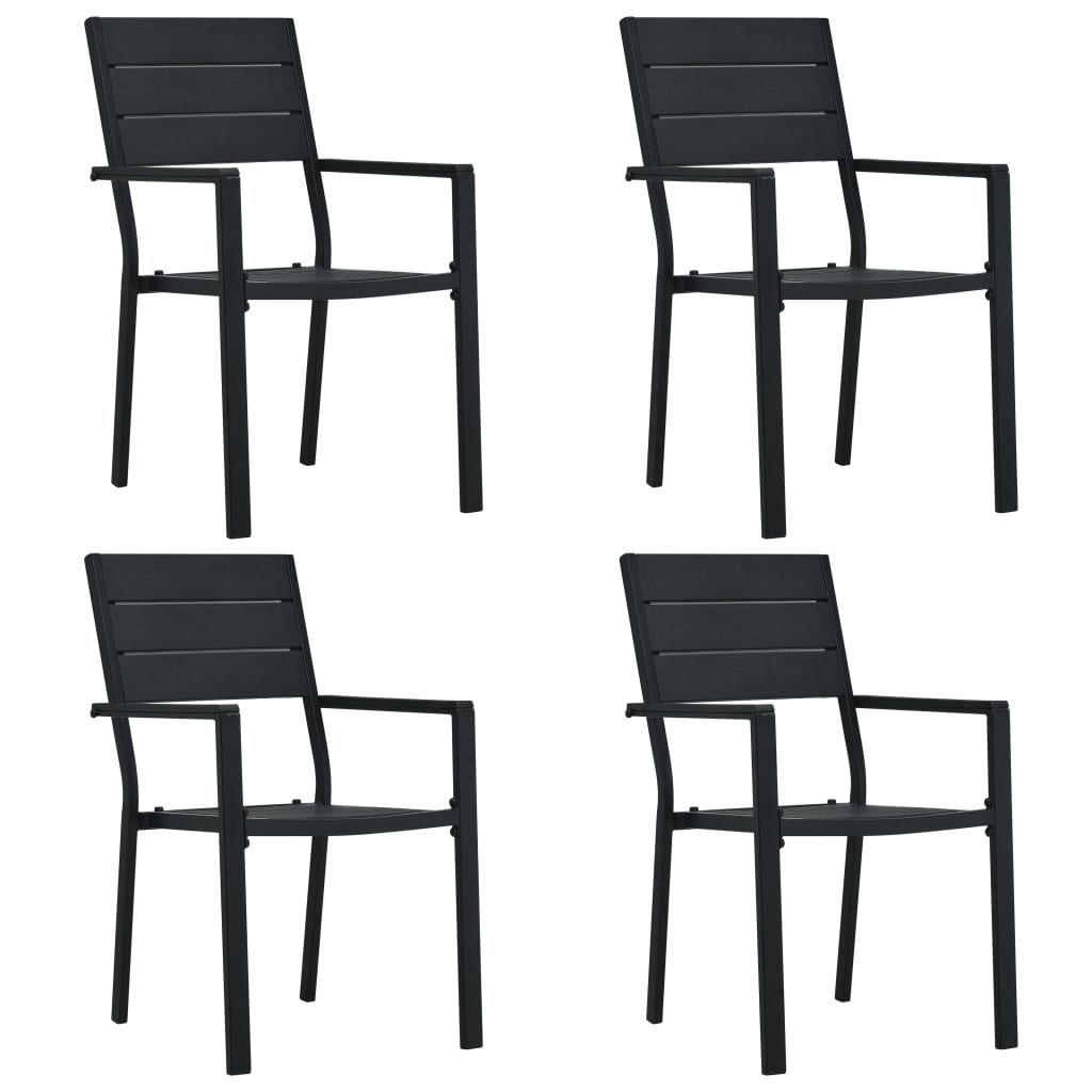 vidaXL Cadeiras jardim 4 pcs PEAD aspeto madeira preto