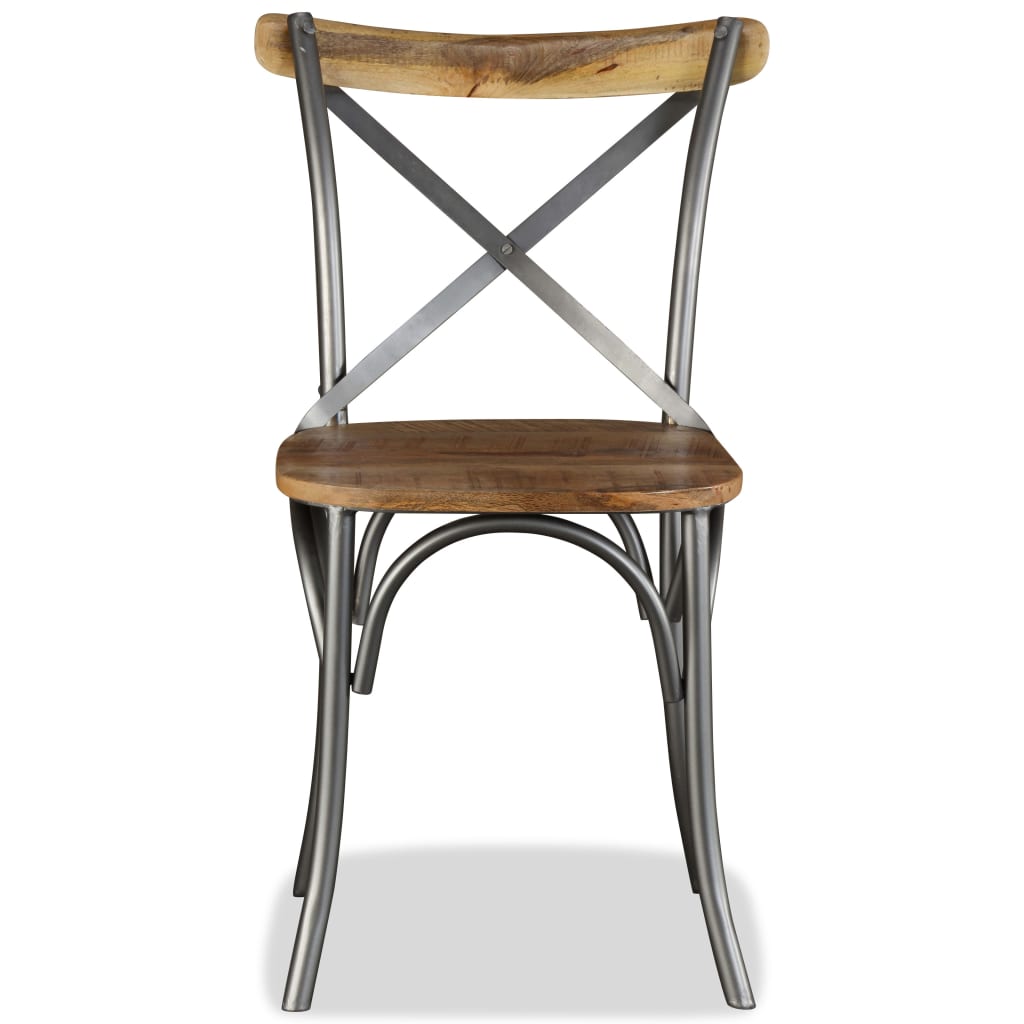 vidaXL Cadeiras de jantar 6 pcs madeira mangueira maciça + encosto aço
