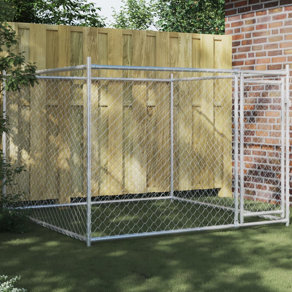 vidaXL Jaula para cão com porta 2x2x1,5 m aço galvanizado cinzento
