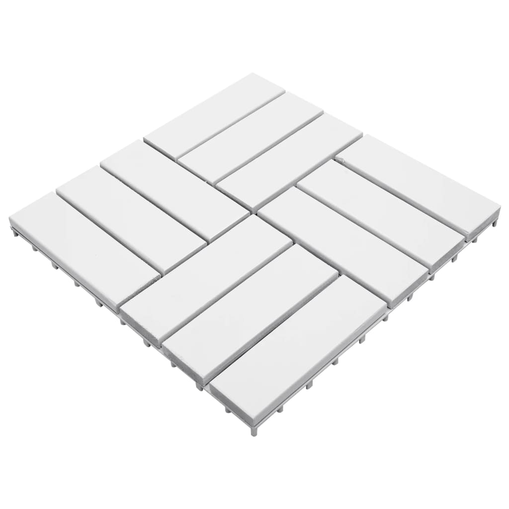 vidaXL Ladrilhos de terraço 30 pcs 30x30 cm acácia maciça branco