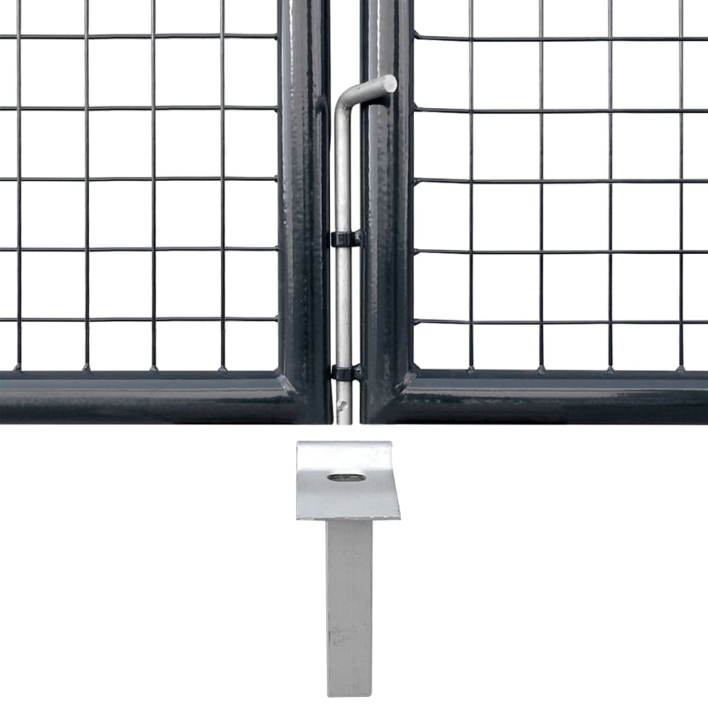 vidaXL Portão de jardim em rede aço galvanizado 289x75 cm cinzento