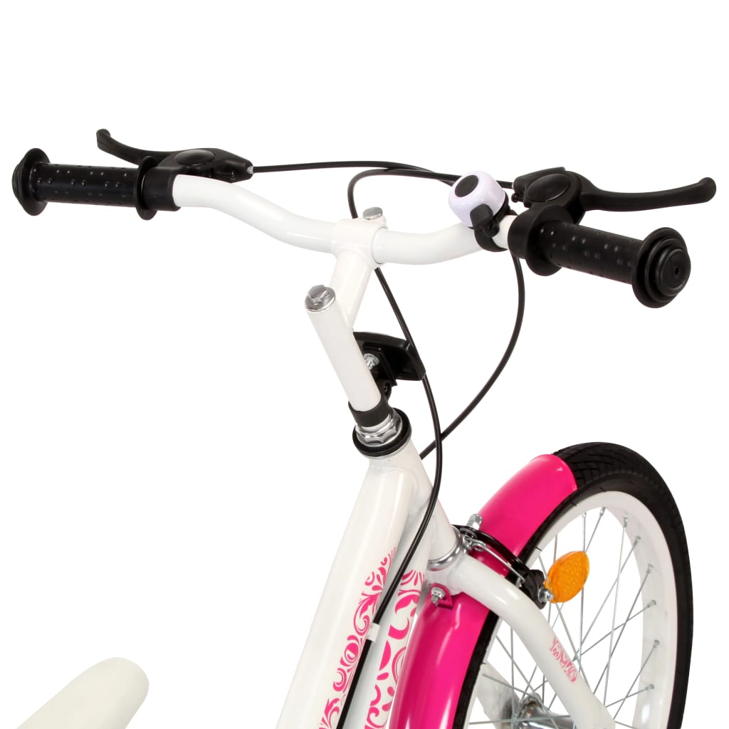 vidaXL Bicicleta de criança roda 24" rosa e branco