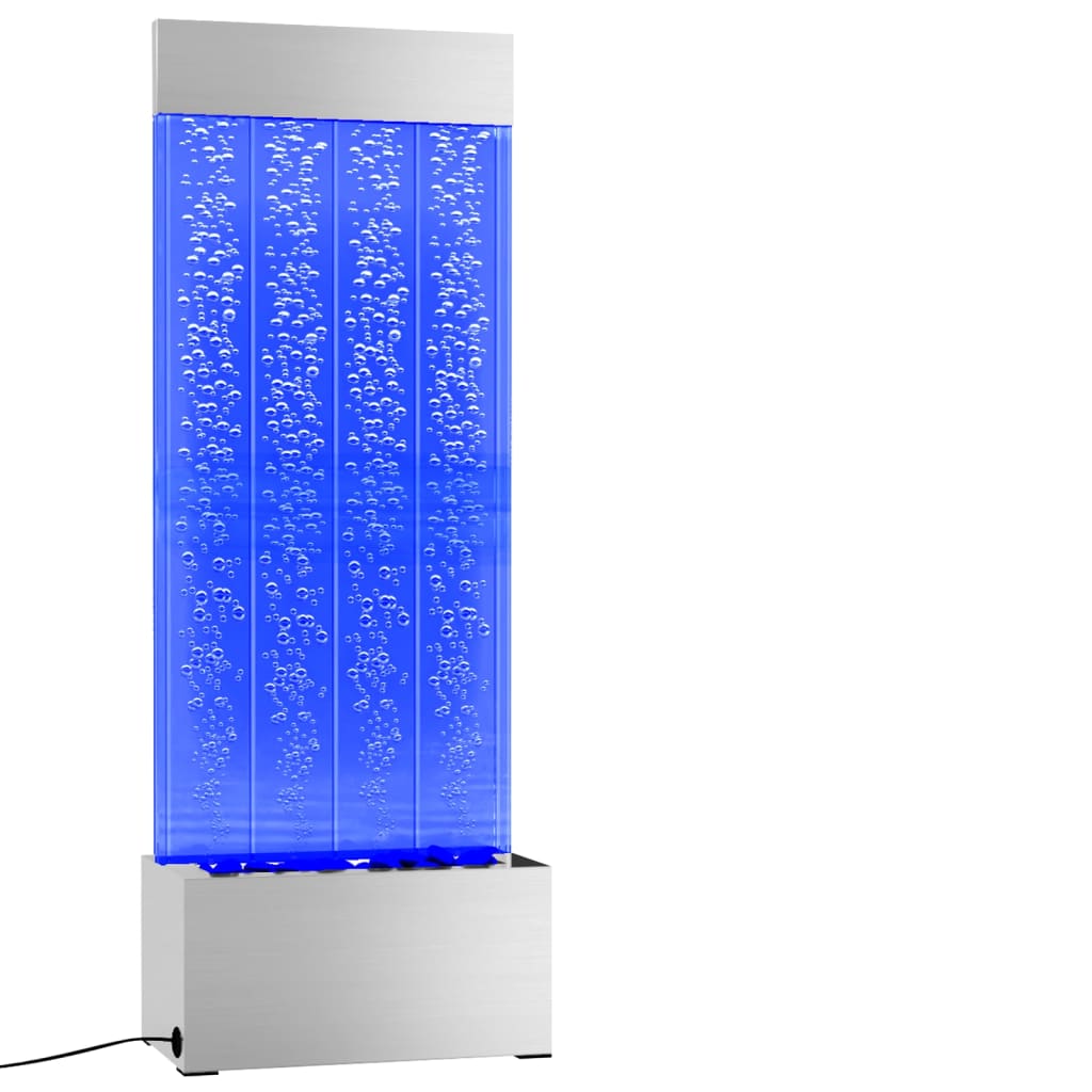 vidaXL Coluna de bolhas com LEDs RGB 110 cm aço inoxidável e acrílico