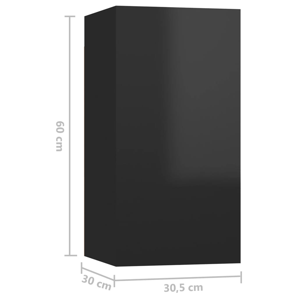 vidaXL Móvel de TV 30,5x30x60 cm contraplacado preto brilhante