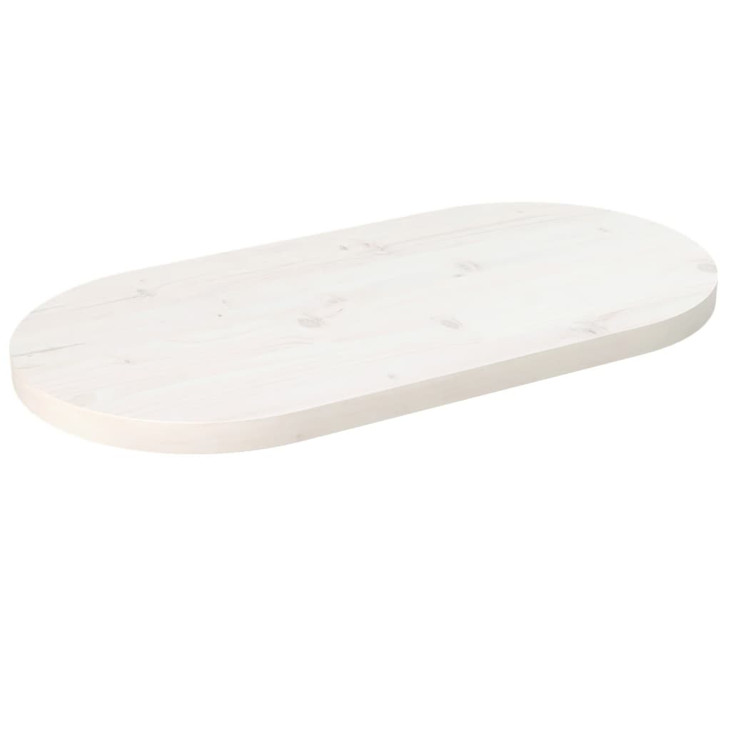 vidaXL Tampo de mesa oval 60x30x2,5 cm madeira de pinho maciça branco
