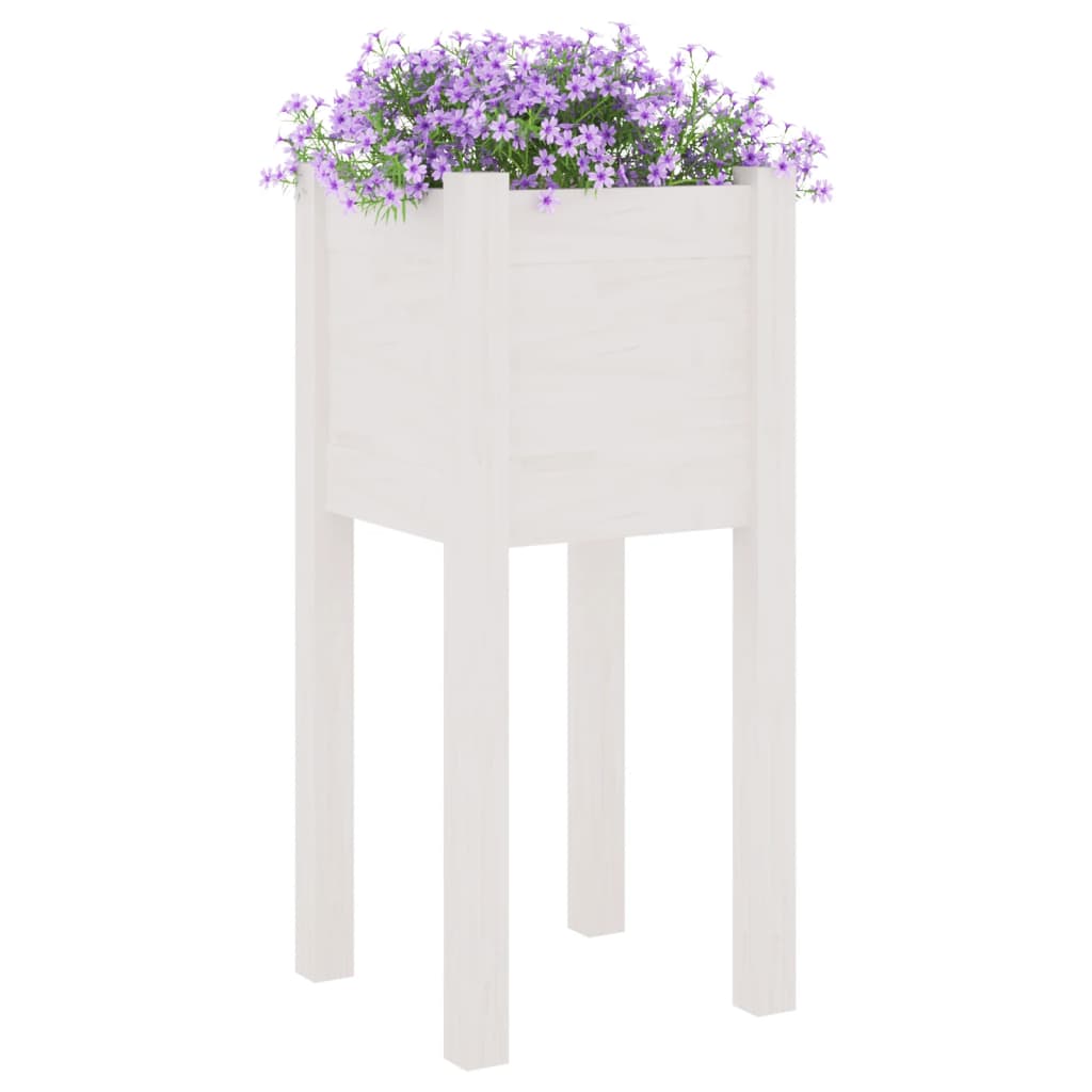 vidaXL Vaso/floreira de jardim 31x31x70 cm pinho maciço branco