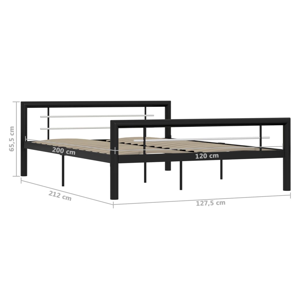 vidaXL Estrutura de cama 120x200 cm metal preto e branco