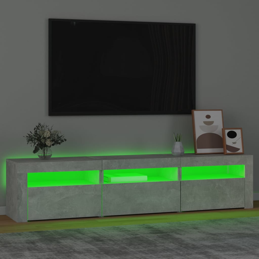 vidaXL Móvel de TV com luzes LED 180x35x40 cm cinza sonoma