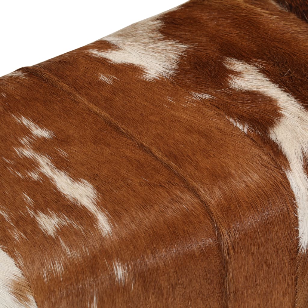 vidaXL Banco 160x28x50 cm couro de cabra genuíno castanho e branco