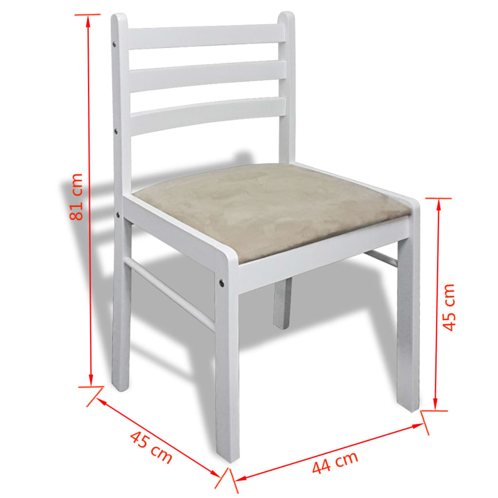 vidaXL Cadeiras de jantar 6 pcs madeira maciça branco e veludo