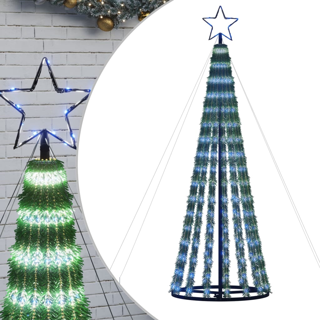 vidaXL Árvore de Natal luminosa em cone 275 luzes LED 180 cm azul