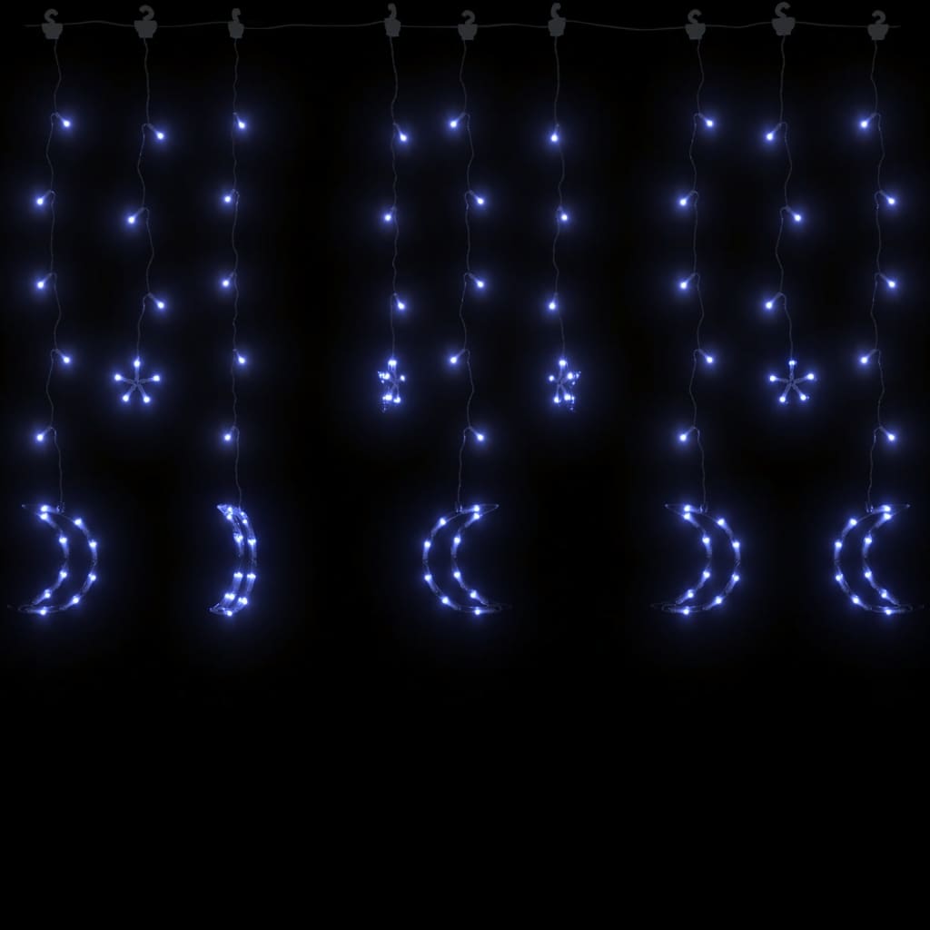 vidaXL Estrelas e luas de luz c/ controlo remoto 138 LEDs azul
