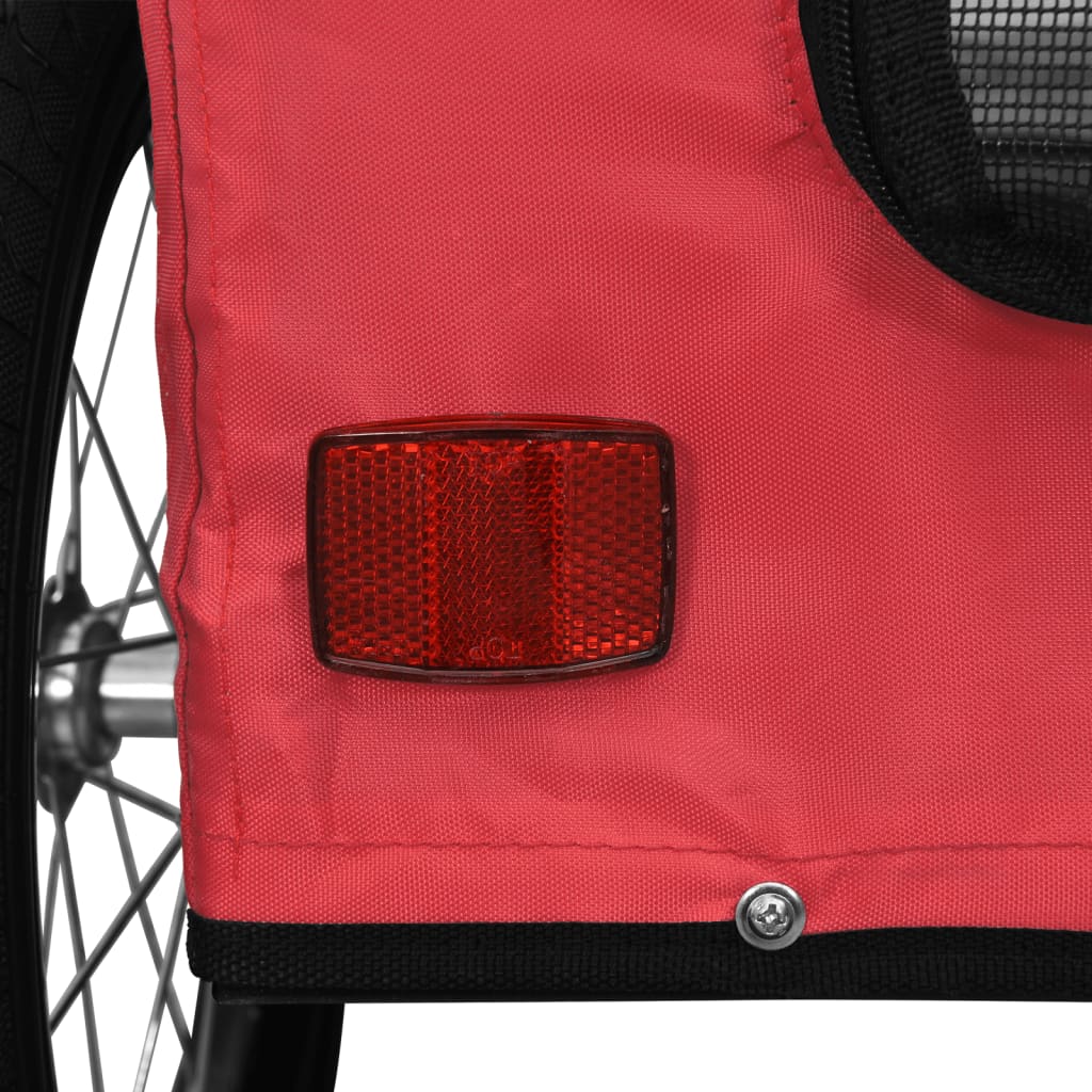vidaXL Reboque bicicleta animais tecido oxford/ferro vermelho