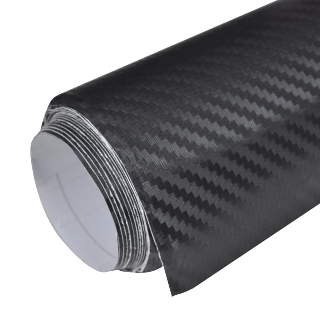 Película para carros em fibra de carbono 3D 152 x 500 cm preto