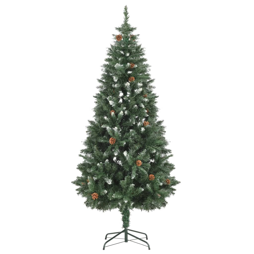 vidaXL Árvore Natal artificial pré-iluminada c/ bolas e pinhas 180 cm