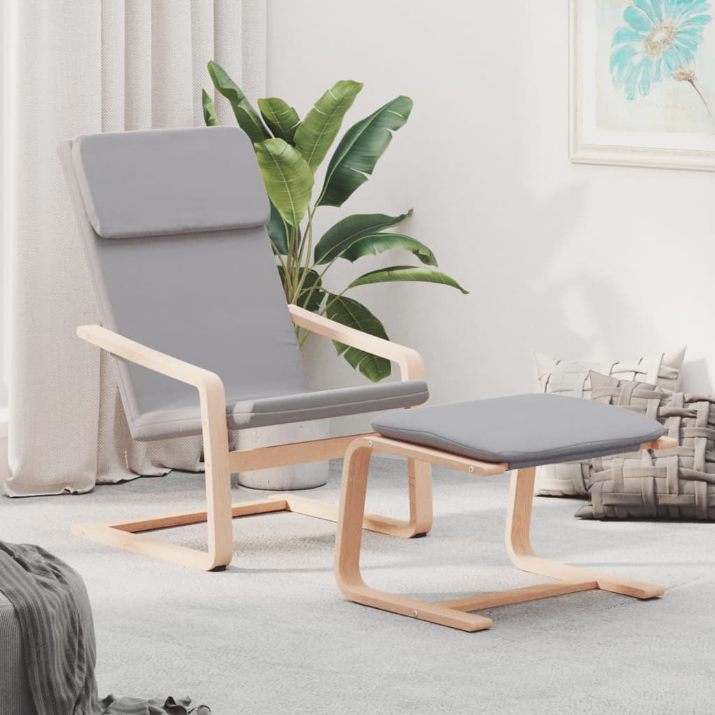 vidaXL Cadeira de descanso com banco p/ pés tecido cinza-claro