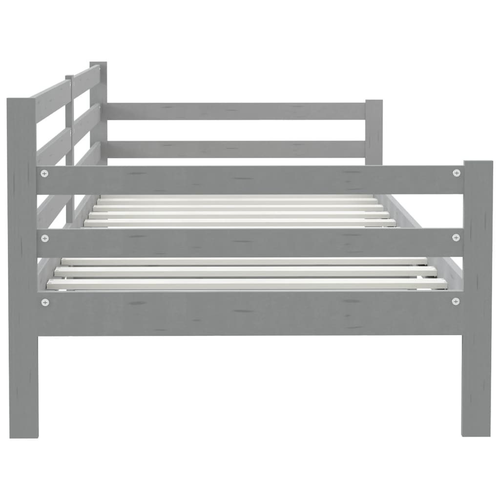vidaXL Sofá-cama 90x200 cm madeira de pinho maciça cinzento