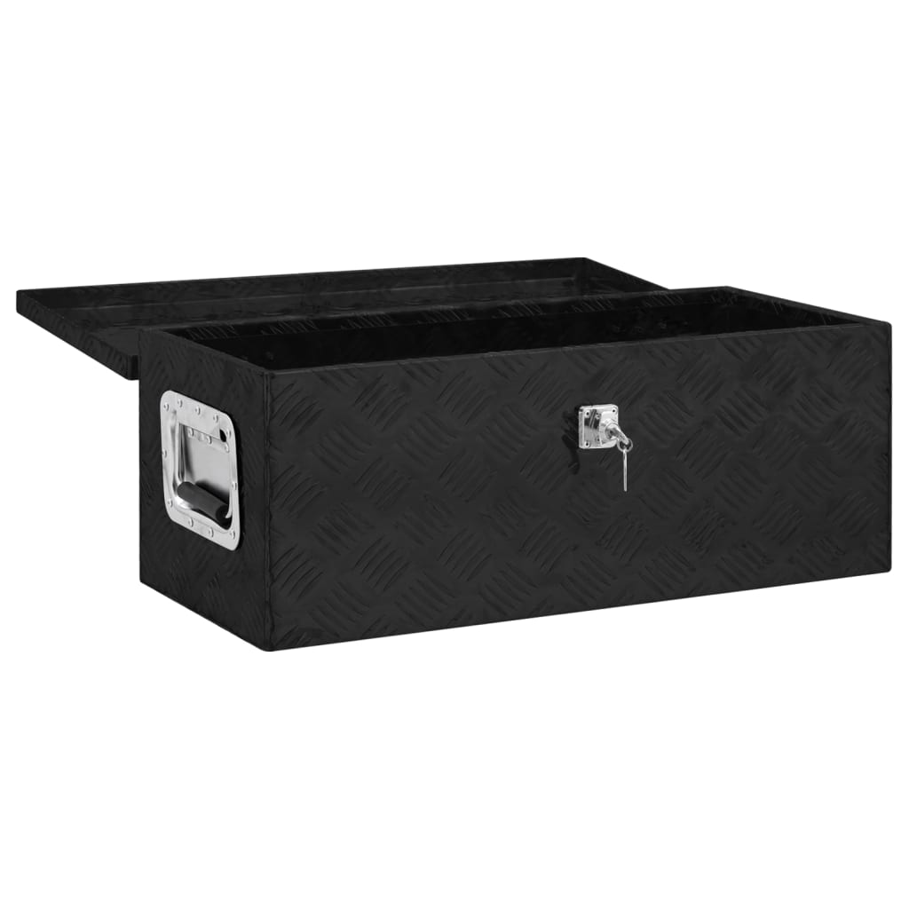 vidaXL Caixa de arrumação 70x31x27 cm alumínio preto