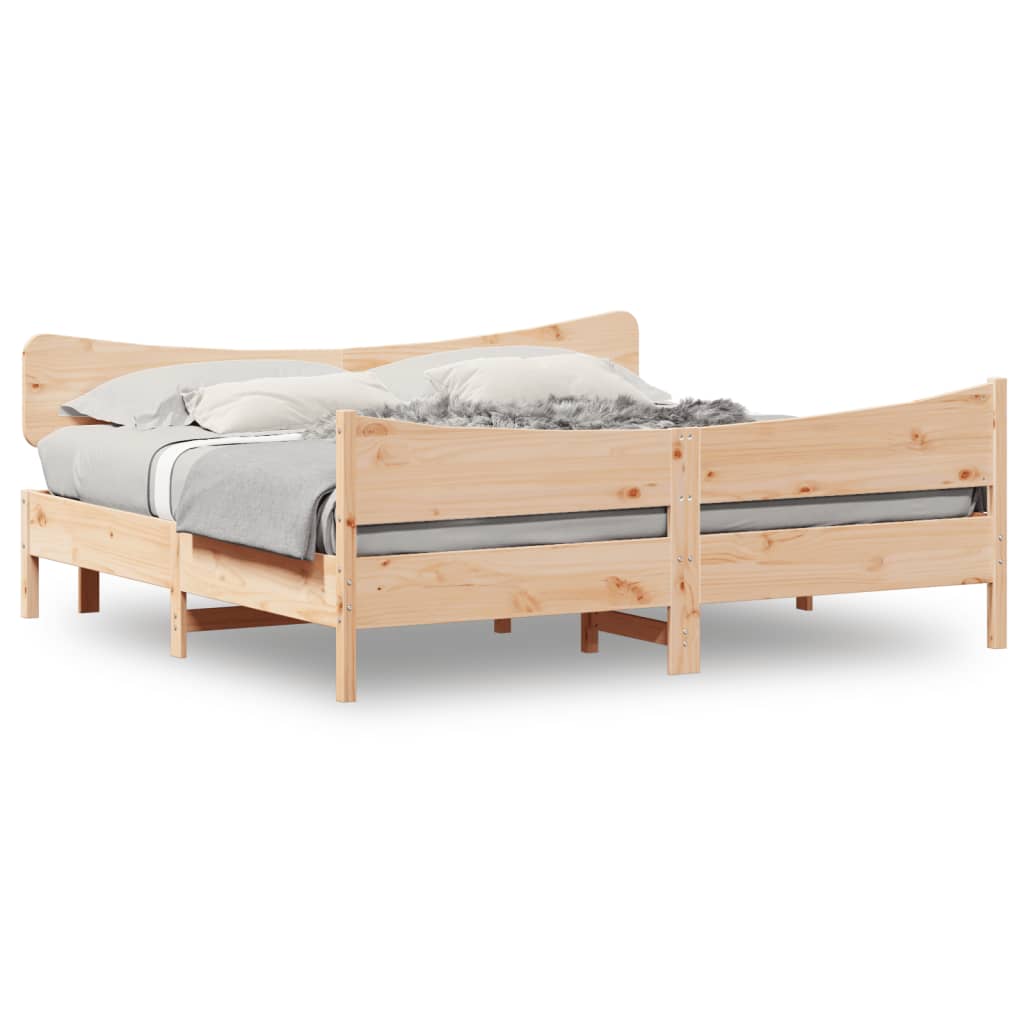 vidaXL Estrutura de cama com cabeceira 200x200 cm pinho maciço