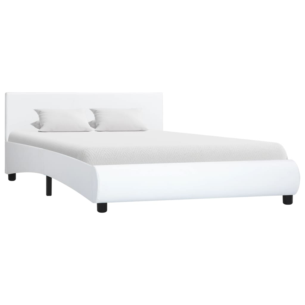 vidaXL Estrutura de cama 120x200 cm couro artificial branco