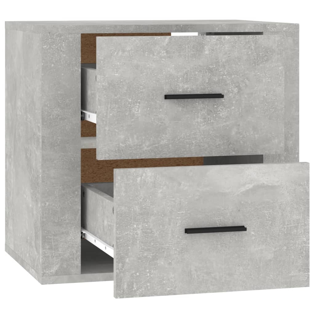 vidaXL Mesa de cabeceira de parede 50x36x47 cm cinzento cimento