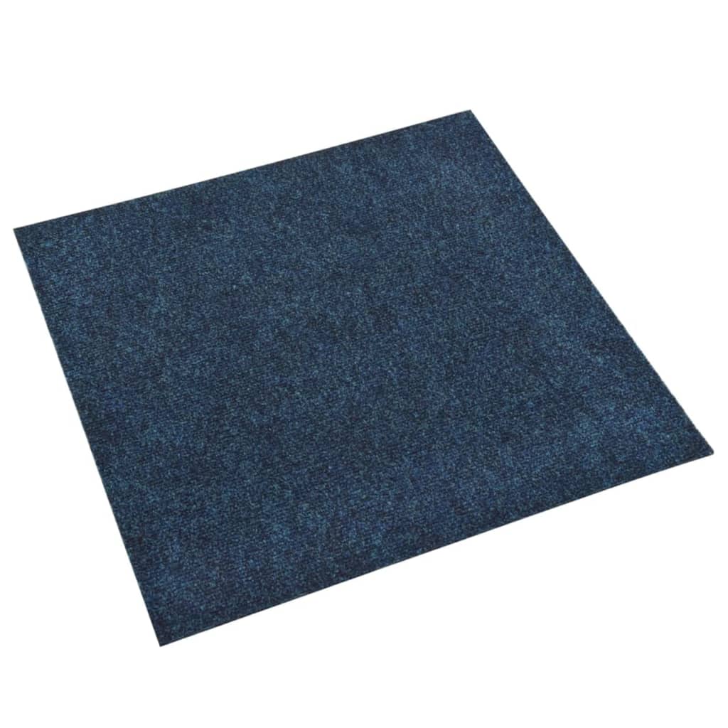 vidaXL Ladrilhos de carpete para pisos 20 pcs 5 m² azul-marinho