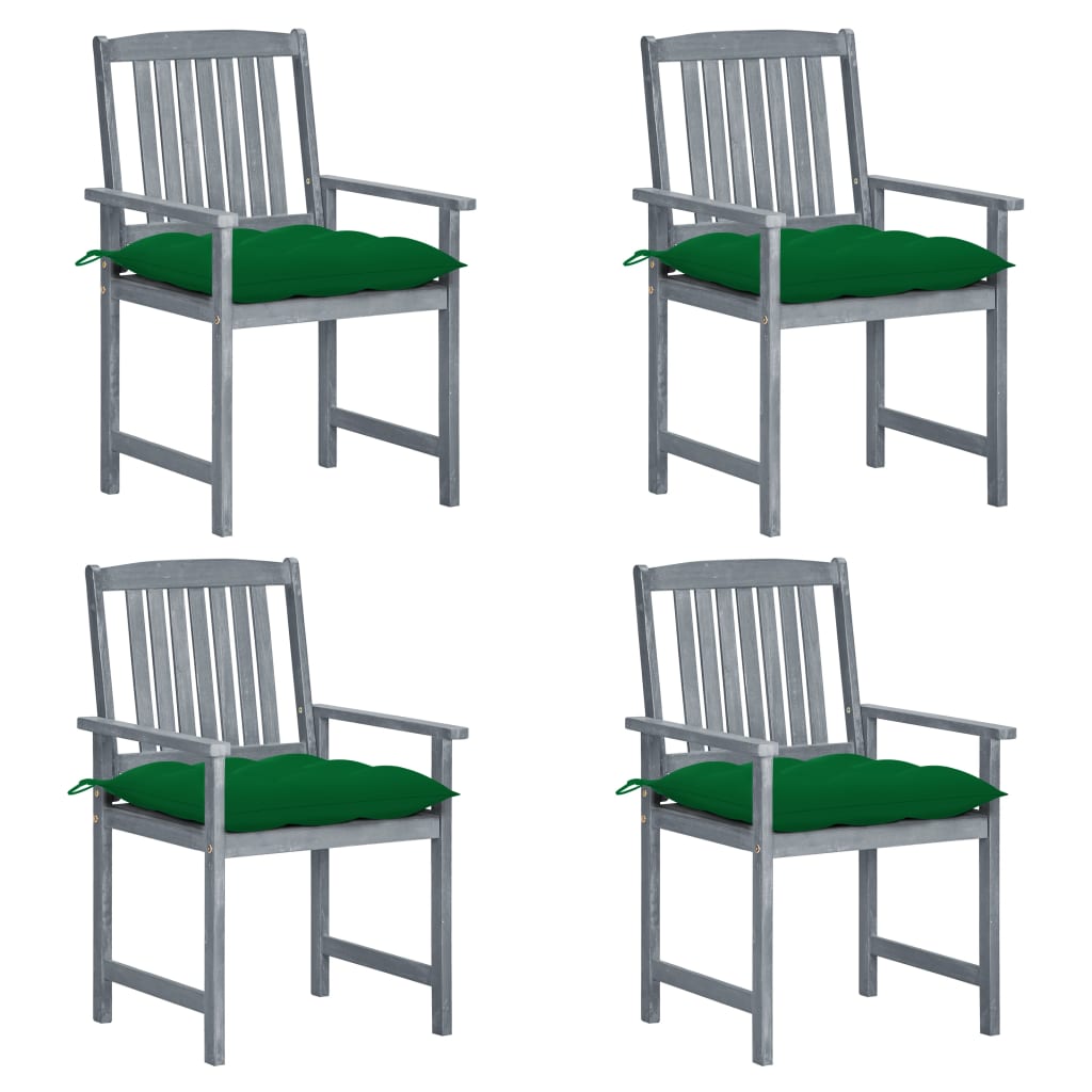 vidaXL Cadeiras de jardim com almofadões 4 pcs acácia maciça cinza