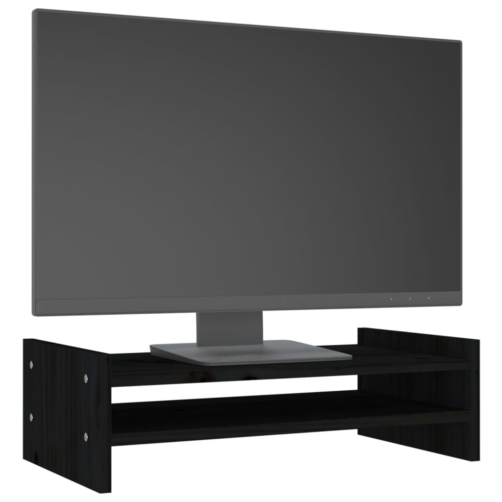 vidaXL Suporte para monitor 50x27x15 cm madeira de pinho maciça preto